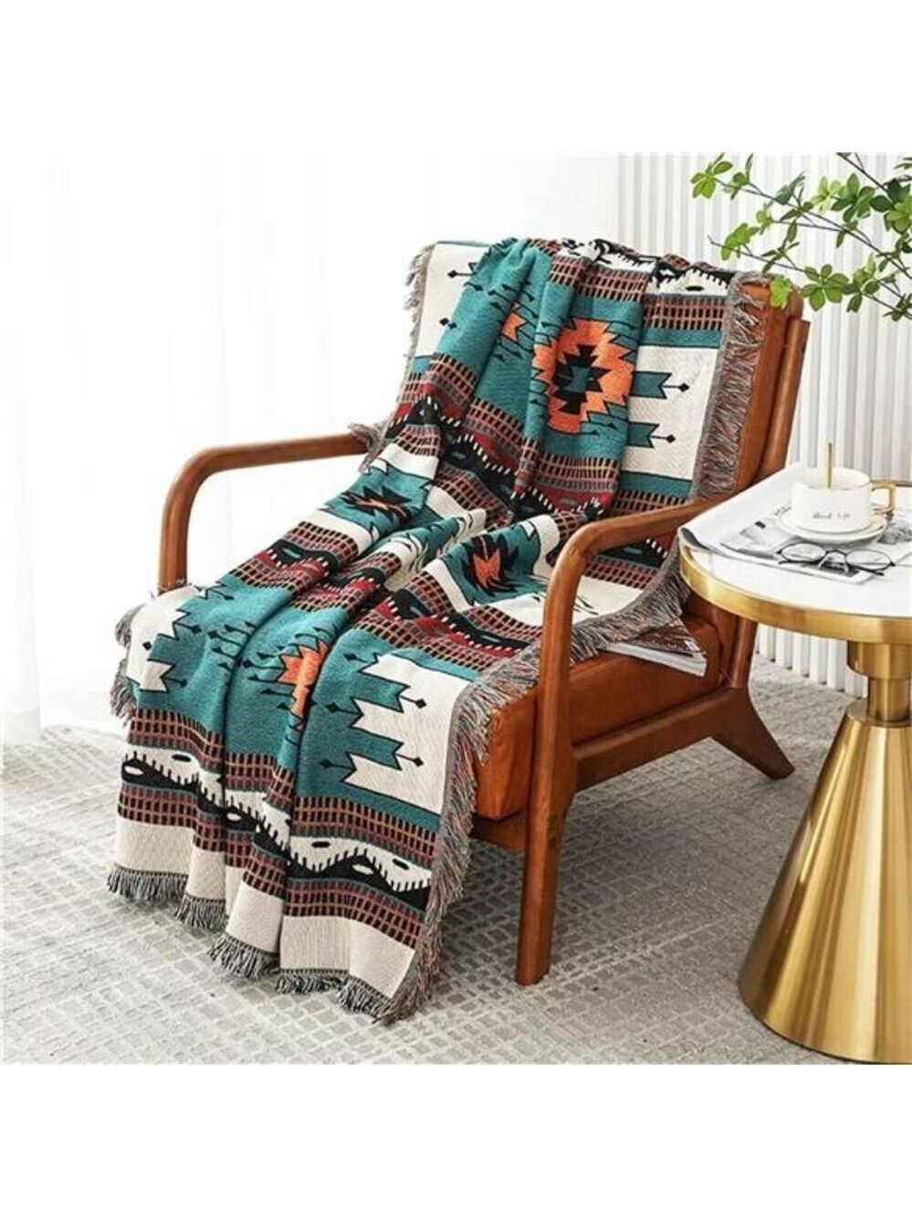 Boho Throw Blanket Southwestern Aztec Reversible Bed Couch Sofa Travel Outdoor